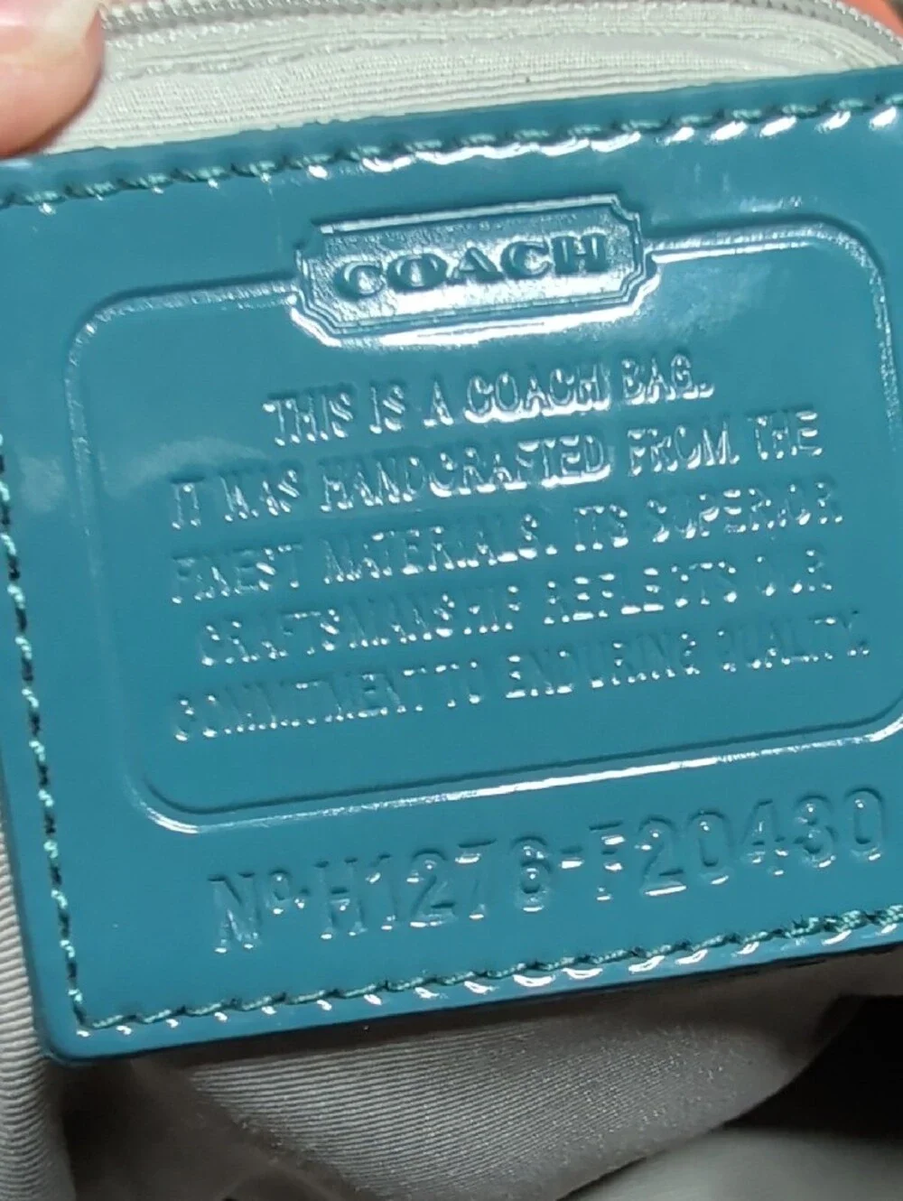 Coach Teal & Silver Signature Crossbody Bag